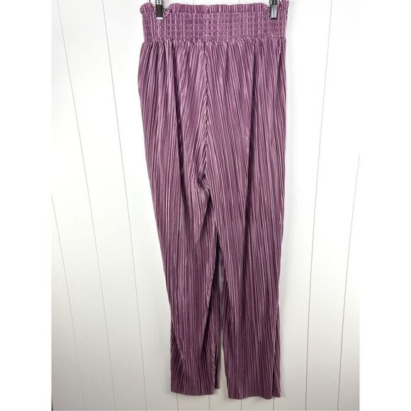 NWT Idem Ditto High Waisted Pleated Satin Palazzo Pants Wide Leg, Size L Orchid - Picture 9 of 10